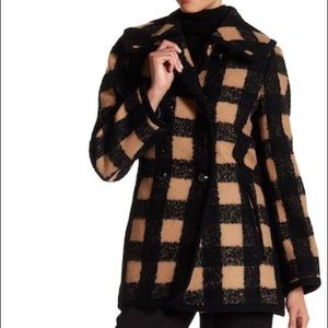 NEW Trina Turk Hope Plaid Wool Blend Coat